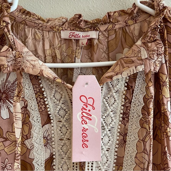 NWT Frille Rose Orange Floral Print Dress - Picture 3 of 7